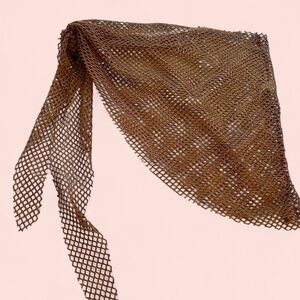 Brown Mesh Swim Coverup with Tie Ends